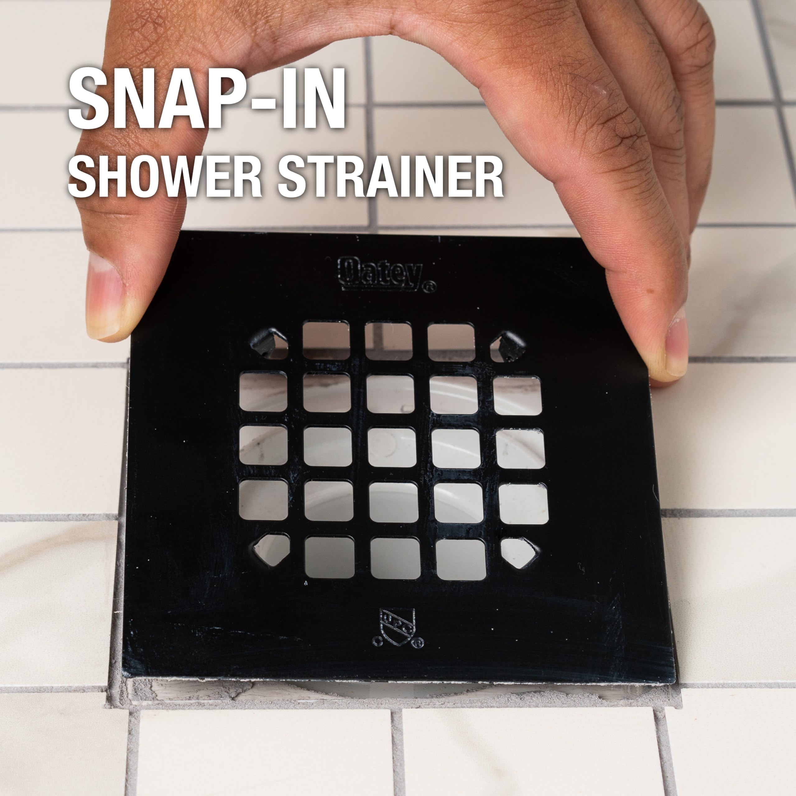 Oatey Universal 4-1/4 in. Square Snap-Tite Shower Strainer, Matte
